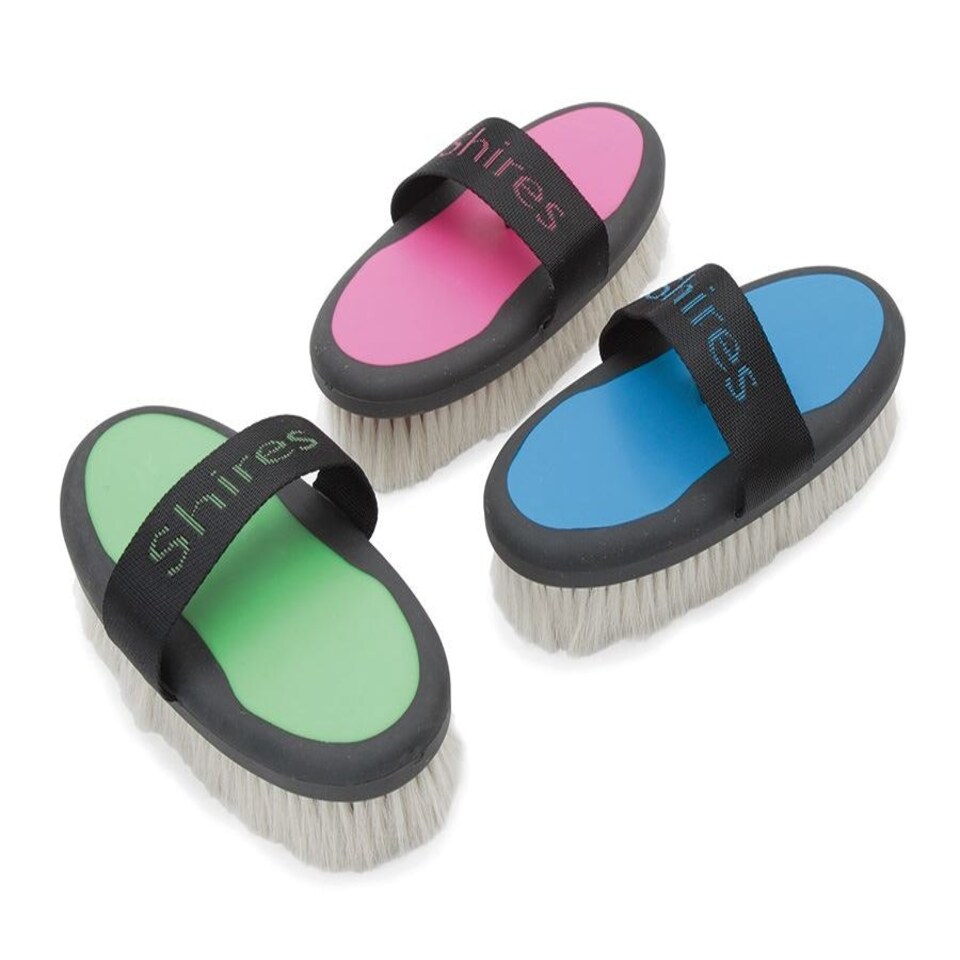 image 1 of Shires Ezi-Groom Body Brush With Goat Hair Pink | Colour: Baby Pink
Size: Large