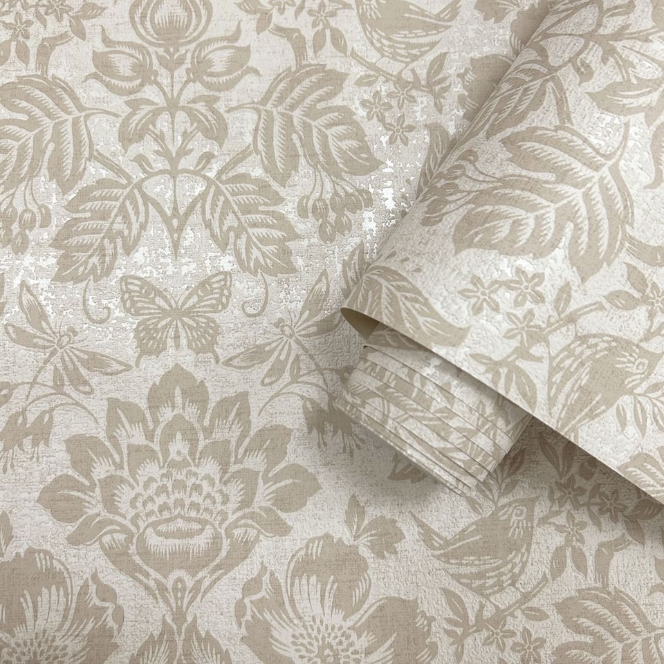 image 1 of Holden Decor Hawthorn Meadow Blown Vinyl Textured Wallpaper | Clear | Neutral | 1