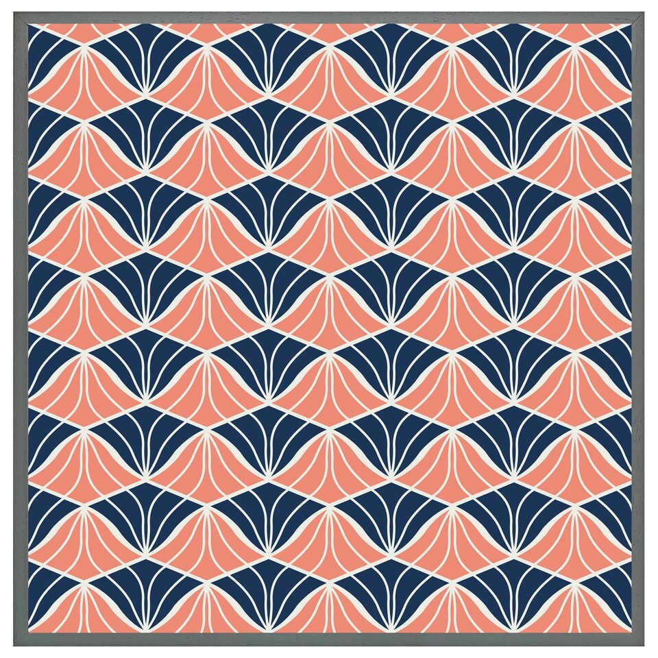 image 1 of Navy & pink geometric shells (Picture Frame) Brown | M