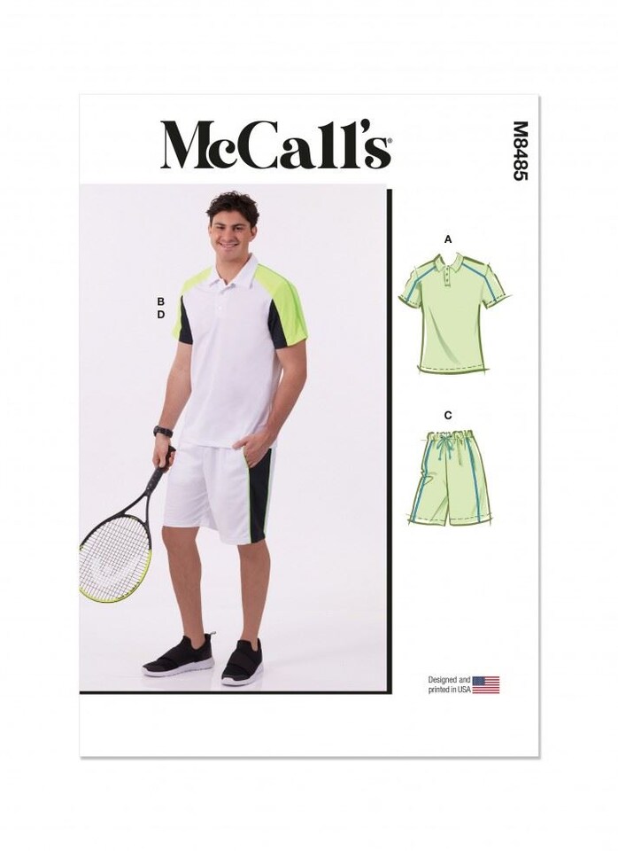 McCall's 8485 Paper Sewing Pattern – Men’s Tops & Shorts, Sizes Aa (34–36–38–40–42), Intermediate
