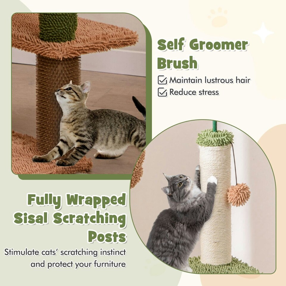 image 1 of COSTWAY 152cm Cat Tree Multi-level Large Cat Tower w/ Rope