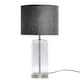 image 1 of Walpole - Clear Fluted Glass and Brushed Chrome 49cm Table Lamp with Grey Velvet Shade | Chrome | Grey | Large | 1