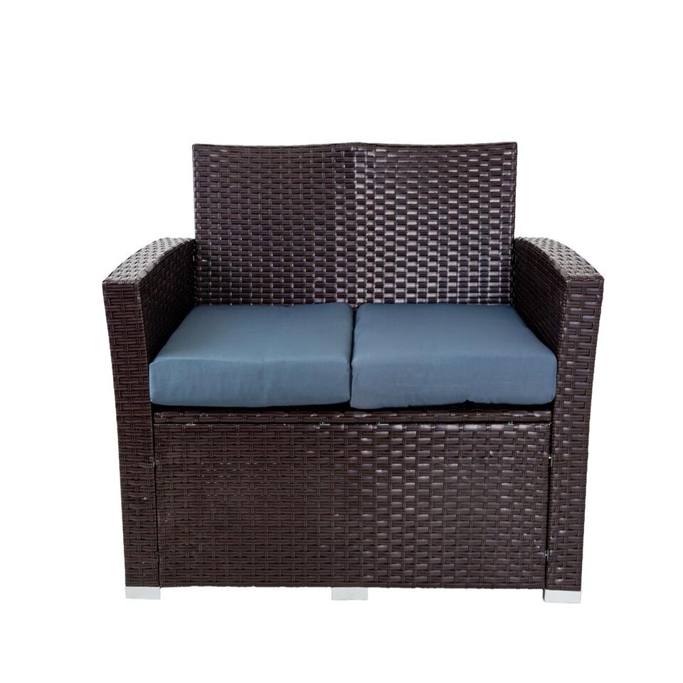 image 1 of Dark Brown Rattan Sofa 1 Sofa, 2 Chairs, 1 Table Multi