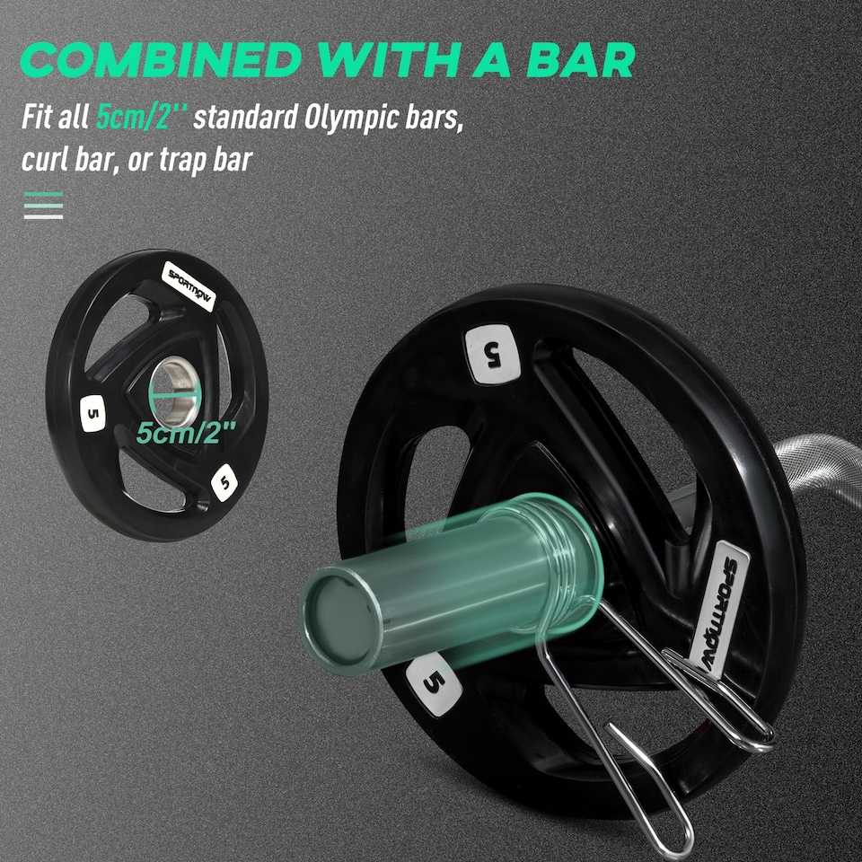 image 1 of SPORTNOW Two 5kg Olympic Weight Plates for Barbell, with Tri-Grips