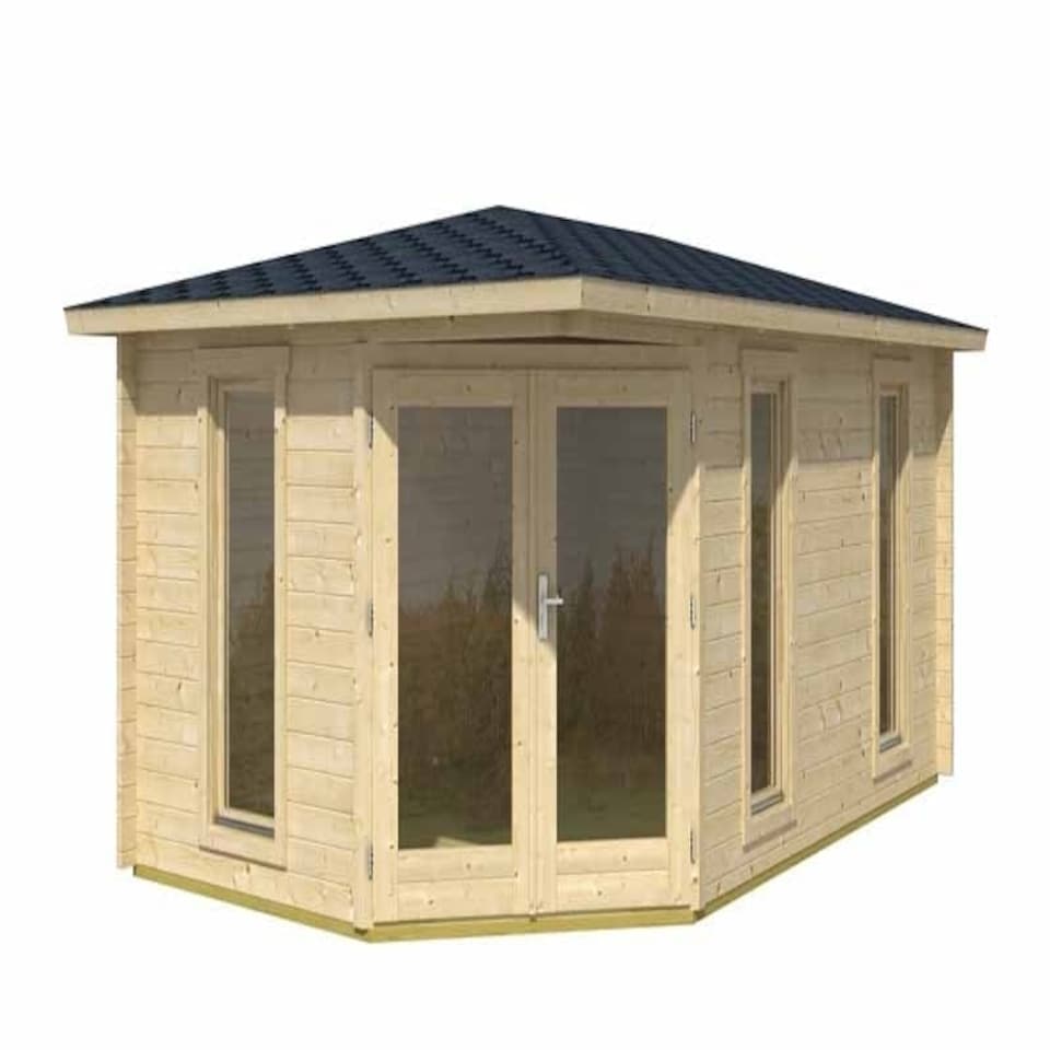 image 1 of Edinburgh 2-Log Cabin, Wooden Garden Room, Timber Summerhouse, Home Office - L490.3 x W322.3 x H246.24 cm Brown