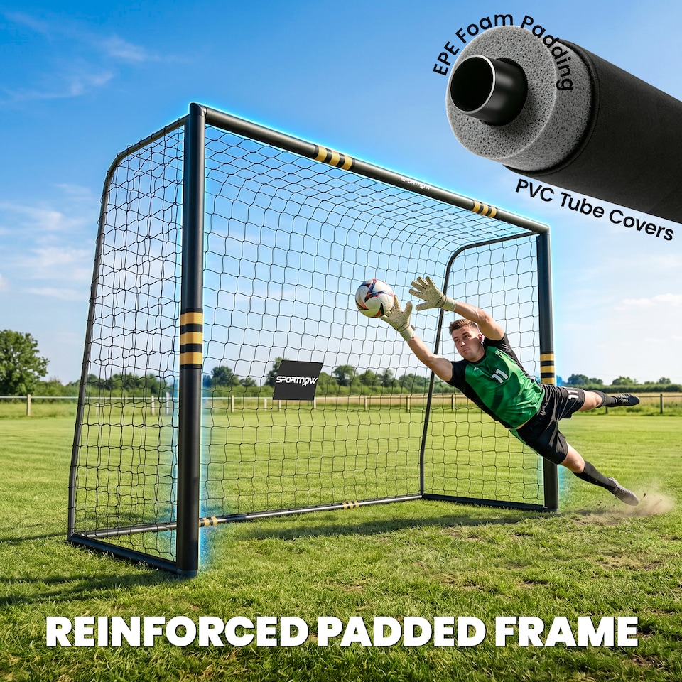 image 1 of SPORTNOW Football Goal, 10 x 6.5ft Football Net with EPE Padding, Yellow