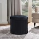 image 1 of OHS Matte Velvet Soft Round Foldable Footstool Seat Storage Organiser Ottoman Black