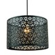 image 1 of Marrakech Designed Matte Black Metal Pendant Light Shade with Floral Decoration