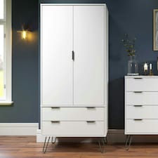 Core Products Augusta Industrial White 2 Door, 2 Drawer Wardrobe H176.0cm x W76.5cm x D53.0cm White