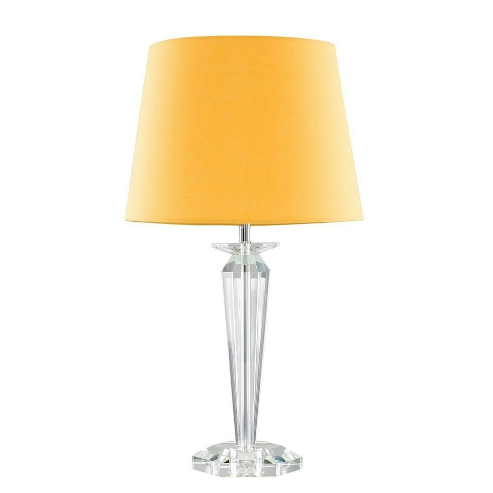 image 1 of ValueLights Modern Clear Genuine K9 Crystal Base Table Lamp With Mustard Shade