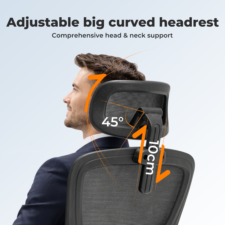 image 1 of Office Computer Chair Mesh Ergonomic Lumbar Support Swivel with Armrest Headrest