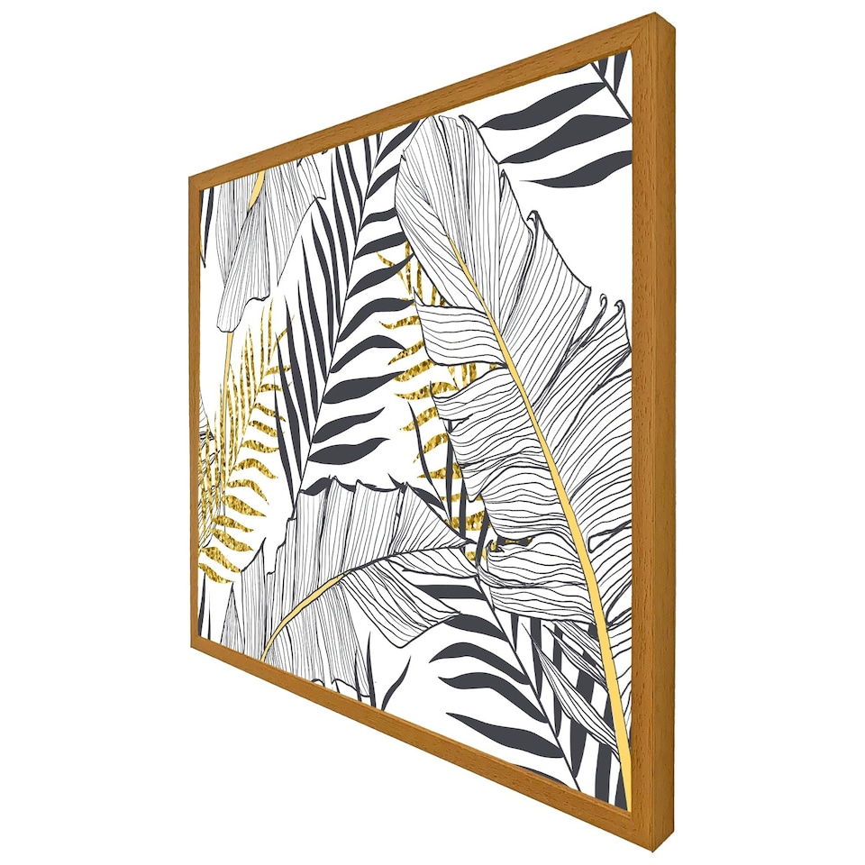 image 1 of Gold & black leaves (Picture Frame) Grey | S