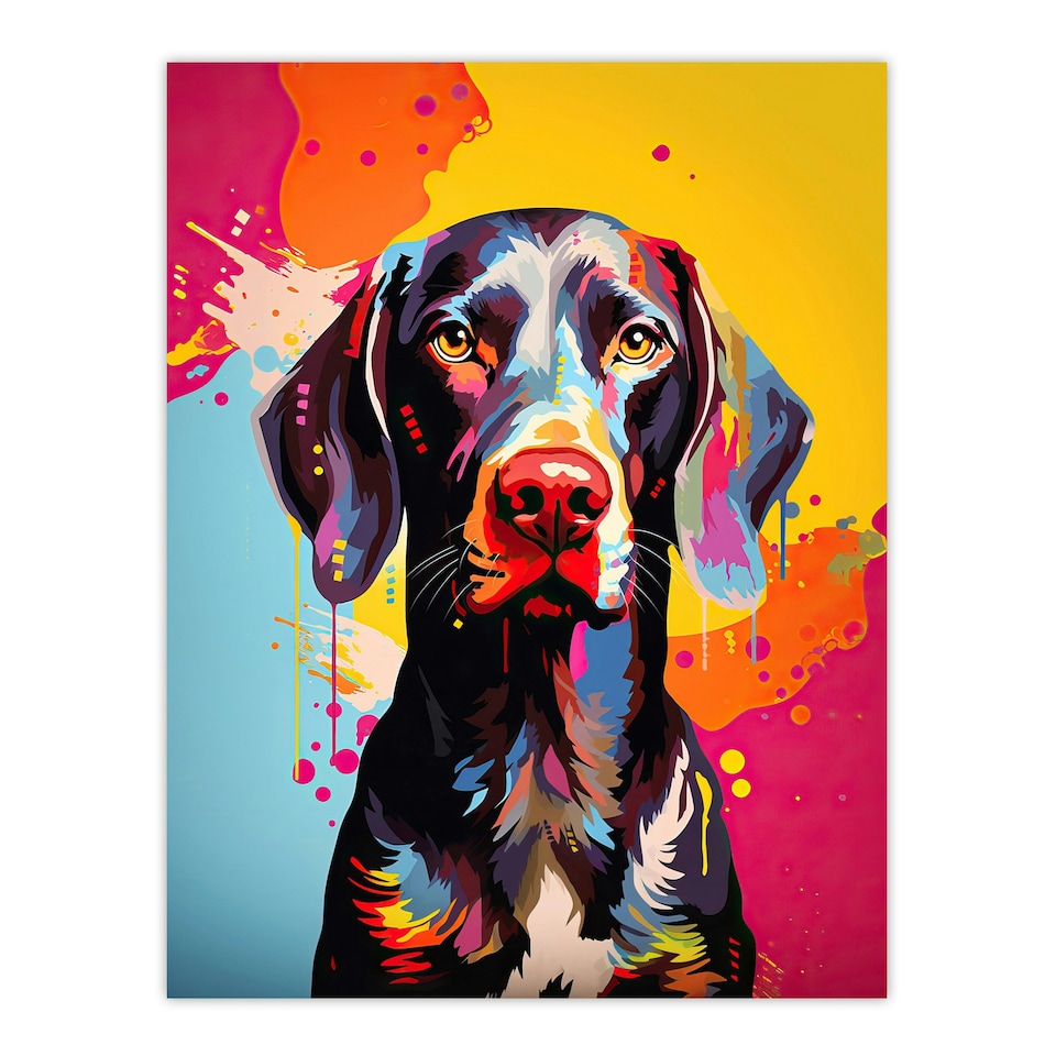 image 1 of Dog Shorthaired German Pointer Pet Portrait Black Framed Wall Art Print A4