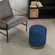 image 8 of HOMCOM Modern Round Footstool, Fabric Upholstered Foot Rest, Dark Blue
