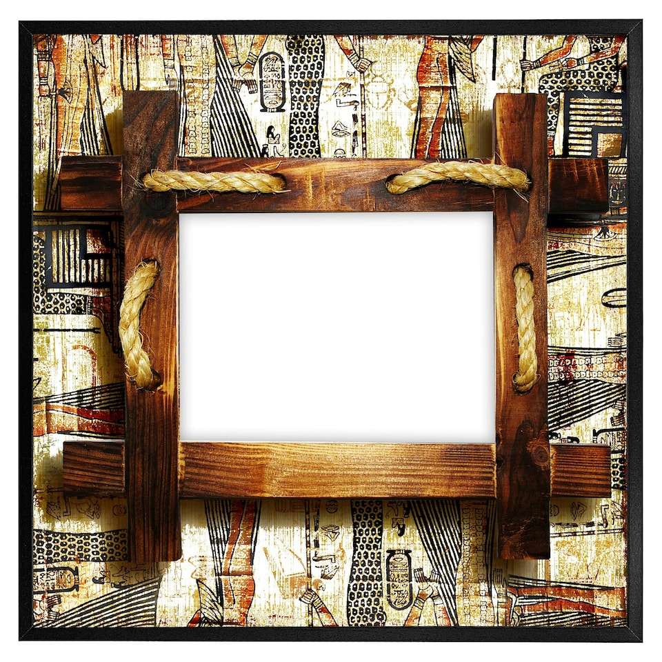 image 1 of Rustic egyptian wooden frame (Picture Frame) Brown | Oak | XL