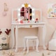 image 6 of COSTWAY Kids Vanity Princess Vanity Table & Chair Set White