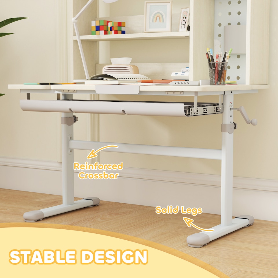 image 1 of AIYAPLAY Kids Desk, Study Desk for Kids Height Adjustable with Tilt-Desktop