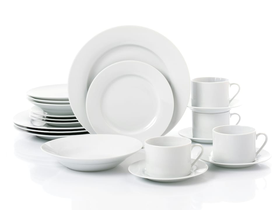 image 1 of 20pc White Rimmed Dinner Set