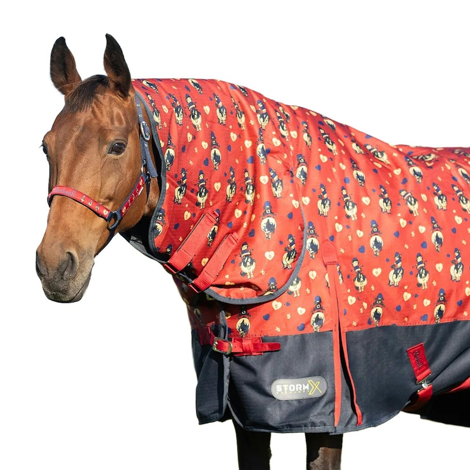 image 1 of Thelwell StormX Original 200 Balancing Act Combo Neck 200g Horse Combo Turnout Rug - Red/Navy - 5´ 3"