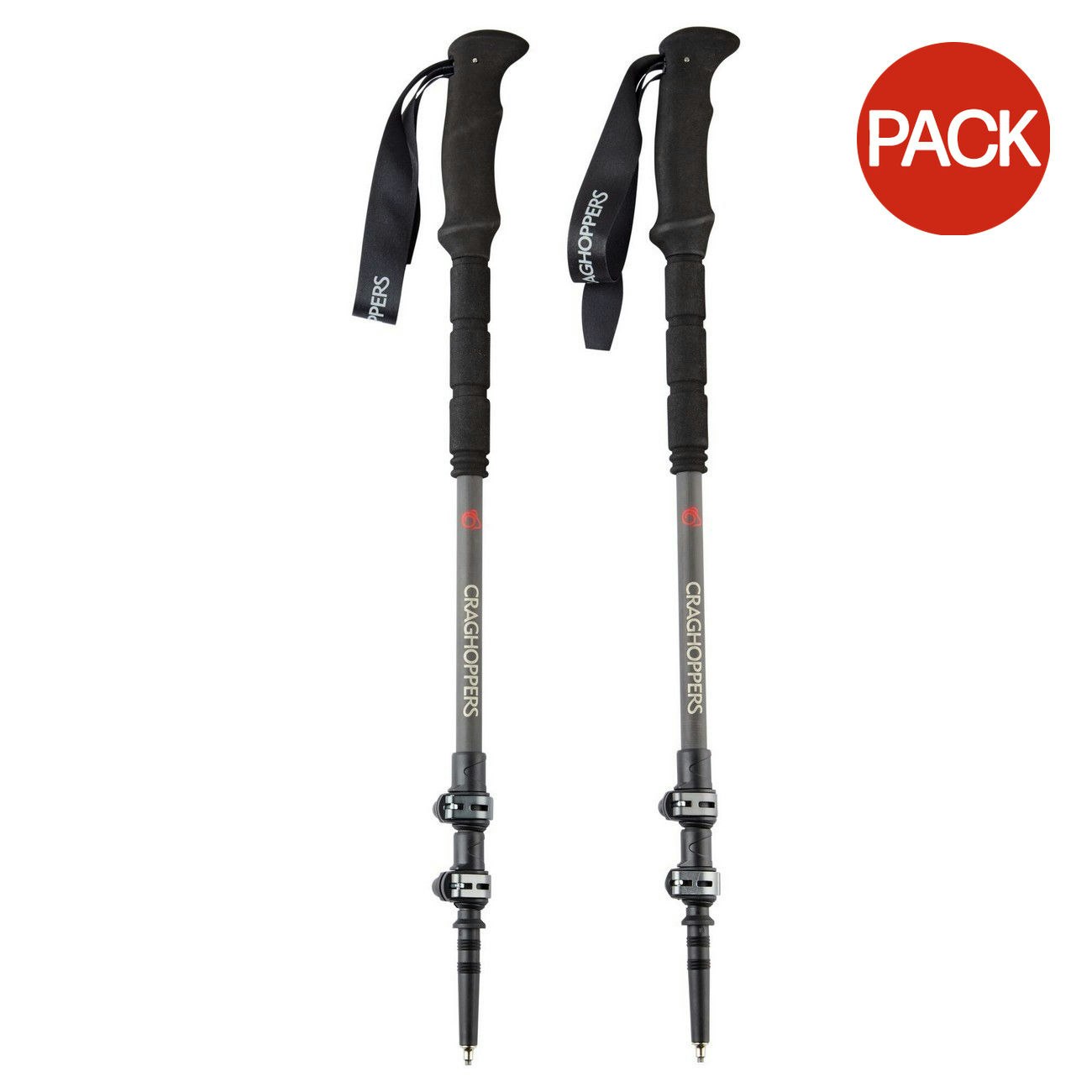 Craghoppers Treklite Carbon Trekking Poles (Pack of 2) - Carbon Grey/Black - One Size | Multi | Grey | One Size