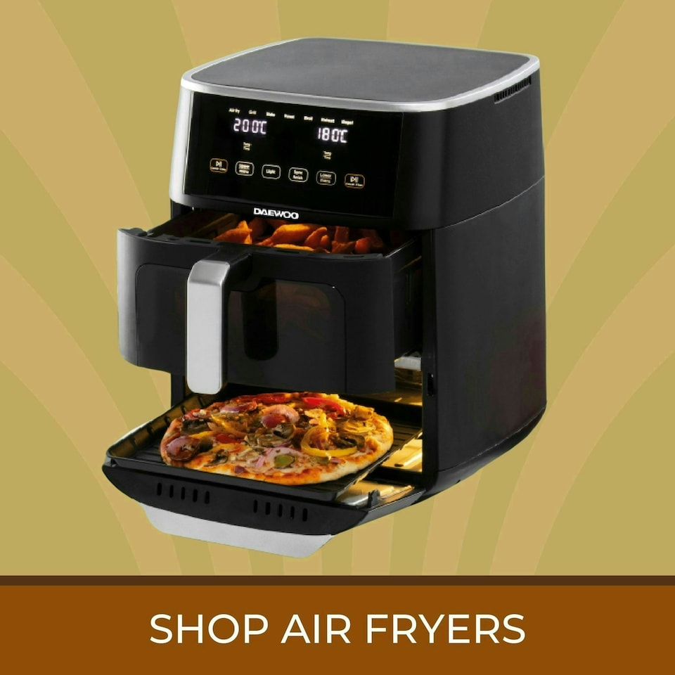 image 1 of Daewoo Family Size 8L Digital Air Fryer w Window & Divider for 2x4L Dual Cooking