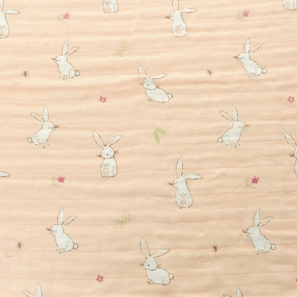 image 1 of Ziggle Cotton Muslin Square - Pink Bunnies
