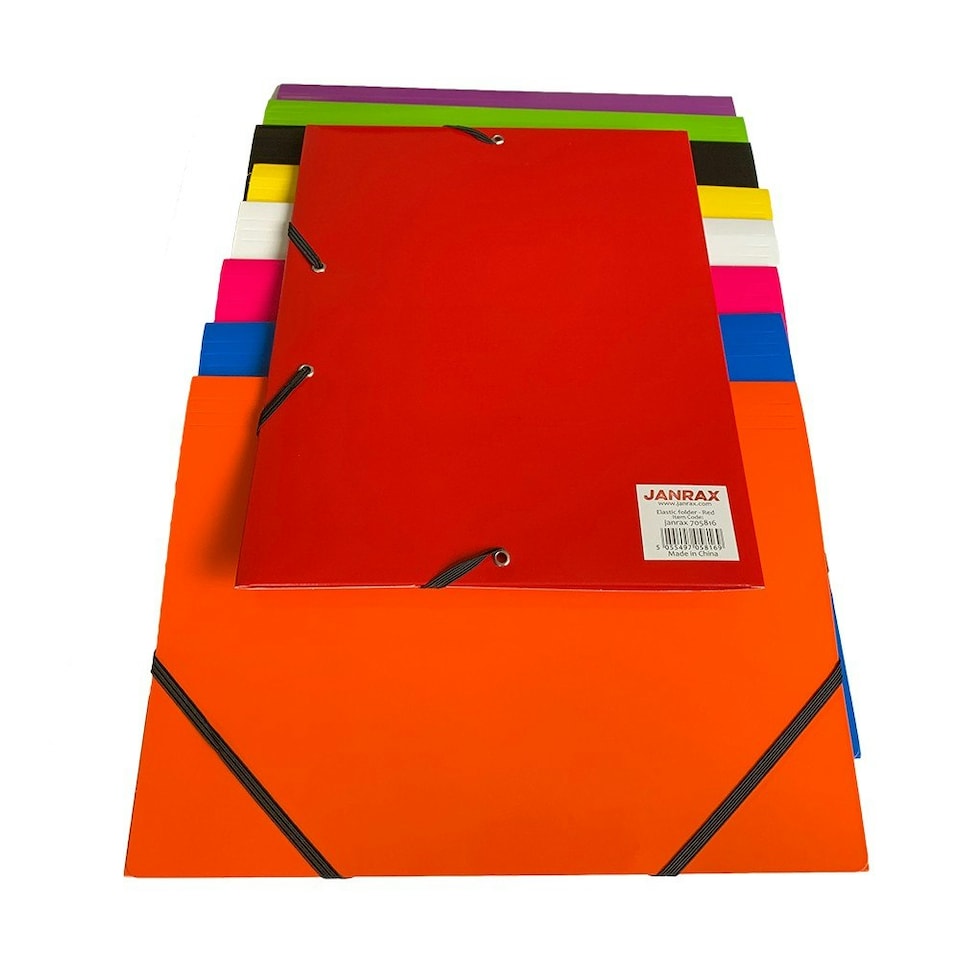 image 1 of Janrax A4 Yellow Laminated Card 3 Flap Folder with Elastic Closure