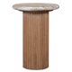 image 3 of Bundi Natural Marble & Wood Pedestal Side Table Brown