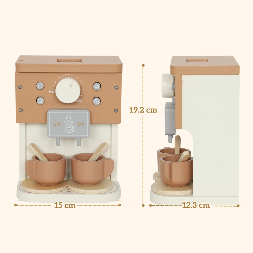 image 1 of AIYAPLAY Kids Wooden Coffee Machine Toy, Pretend Play Kitchen Accessories with Toy Food, Coffee Playset Pretend Role Play Toy Gift for Boys and Girls