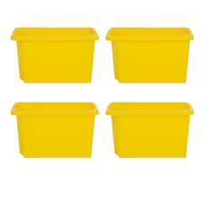 Wham Stack & Store 4 x 30L Plastic Storage Boxes | Yellow | 4