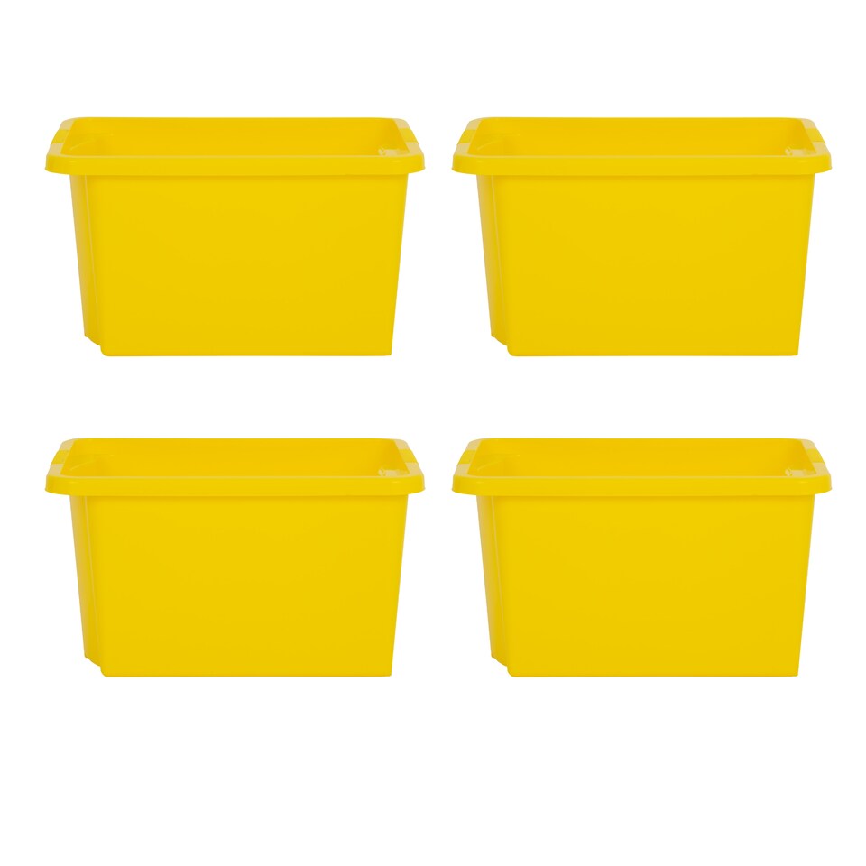 image 1 of Wham Stack & Store 4 x 30L Plastic Storage Boxes | Yellow | 4