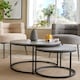 image 4 of Nest of 2 Grey Tables Round Stackable Side Unit Industrial Living Room Furniture