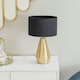 image 2 of ValueLights Jax Antique Brass Metal Dimmable Touch Table Lamp with Black Fabric Drum Shade with LED Bulb