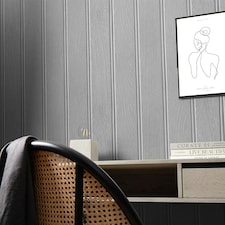 Beadboard Panel Wallpaper in Silver Grey Multi