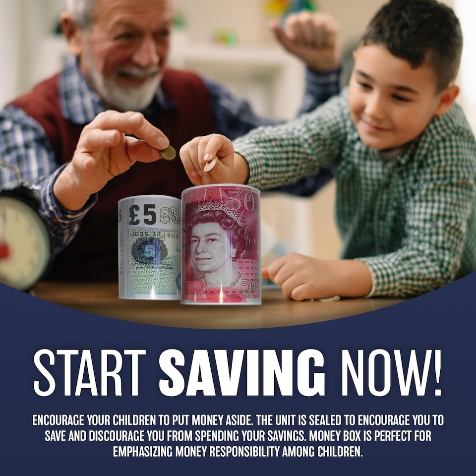 image 1 of Set Of 5 Pound Note Design Money Tin Piggy Bank Savings Coins Cash Change Storage Tins