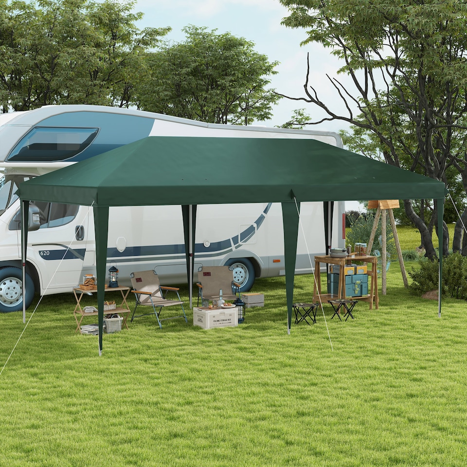image 1 of Outsunny Pop Up Gazebo 3 x 6m, Foldable Canopy Tent, Height Adjustable Wedding Awning Canopy wCarrying Bag, Green