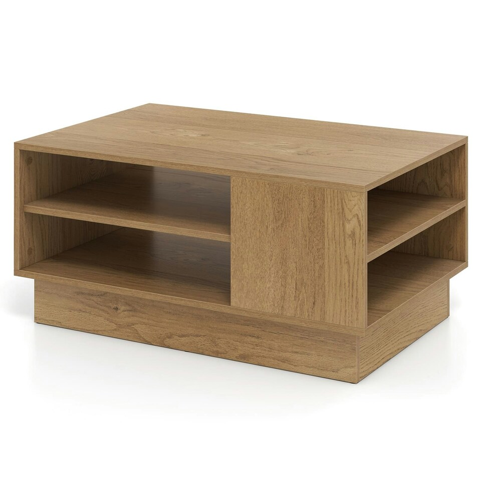 image 1 of COSTWAY Modern Coffee Table w/Storage Shelves Natural Brown