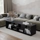 image 2 of Shelby Abstract Large Double Coffee Table With Storage Shelves TV Stand 160cm | Multi | Black