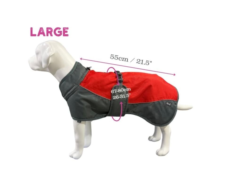 image 1 of Henry Wag Red Waterproof Dog Coat, Maximum Comfort When It's Cold And Wet, Size Medium 45cm | Red | Red and Grey | M | 1
