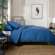 image 2 of 100% Washed Cotton Duvet Cover Set – Soft, Breathable & Textured with Tie Fastening | Blue | Blue | Single