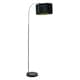 image 4 of ValueLights Curva Black Arched Floor Lamp with Black Velvet and Gold Inner Lamp Shade & Bulb