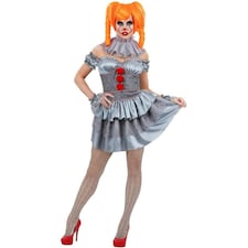 IT Chapter Two Womens/Ladies Pennywise Costume Set - Grey/Red/Silver - XS XS