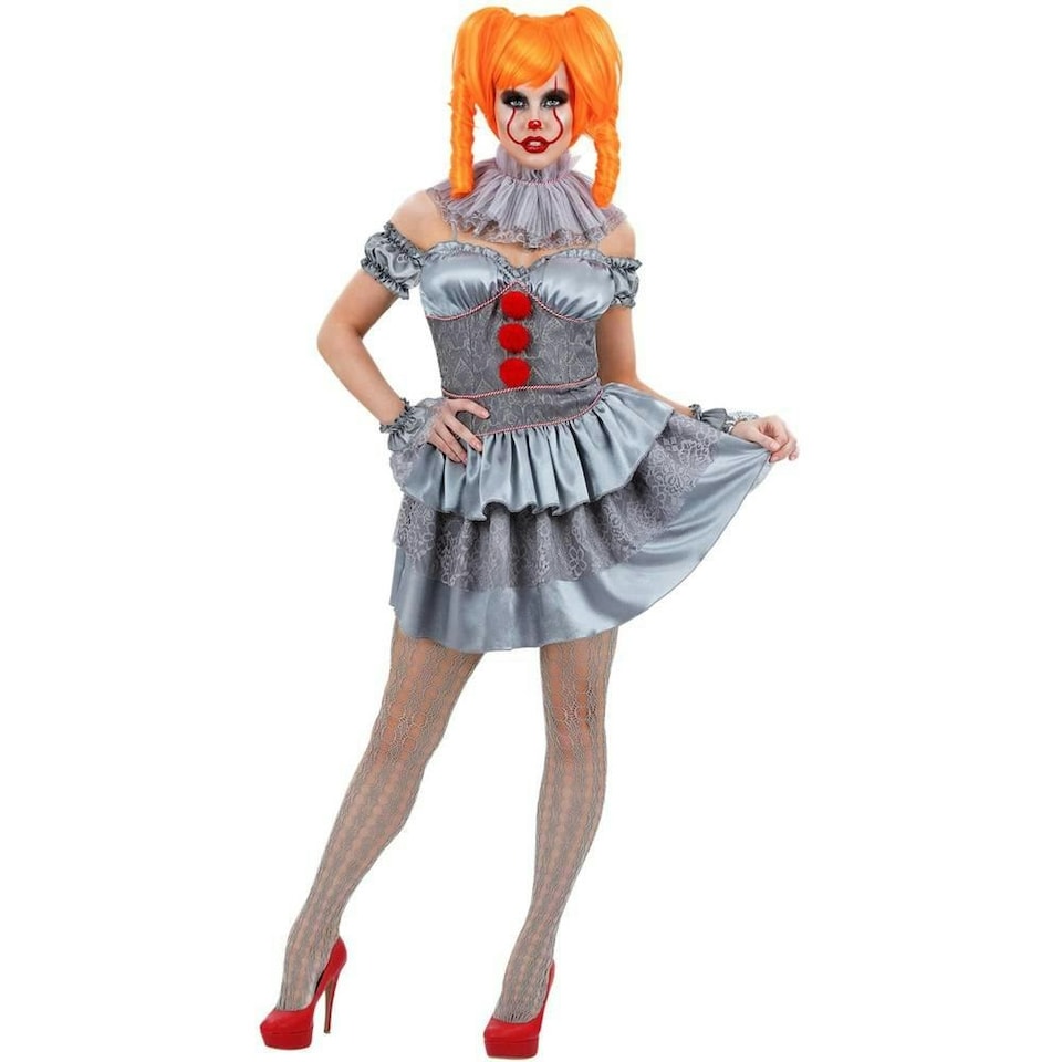 image 1 of IT Chapter Two Womens/Ladies Pennywise Costume Set - Grey/Red/Silver - XS XS
