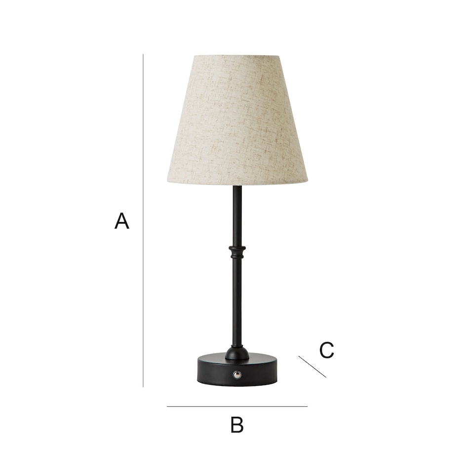 image 1 of ValueLights Lowe Black Rechargeable Table Lamp Linen Shade