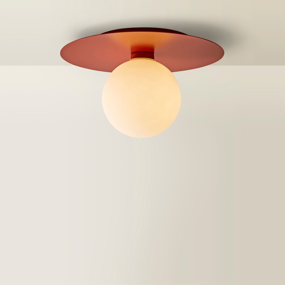 image 1 of ValueLights Darla Rust Frosted Globe Bathroom Ceiling Light & Bulb | Orange