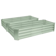 Harbour Housewares Rectangle Galvanised Steel Raised Garden Beds - 180cm x 90cm - Green - Pack of 2 | Green | Green