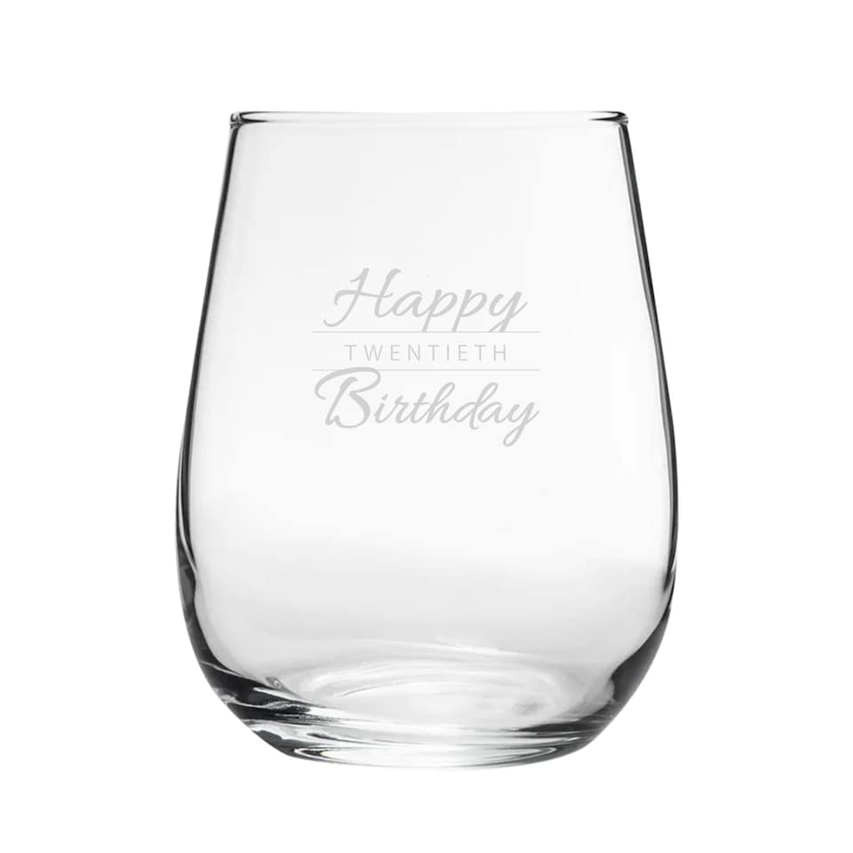 image 1 of Personalised Happy 20th Birthday Friend Stemless Wine Gin Tumbler