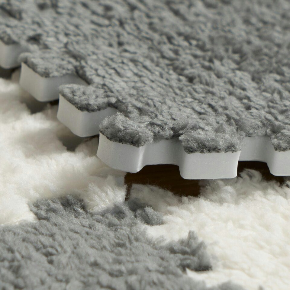 image 1 of OHS 36 Pack Teddy Fleece Interlocking Flooring Carpet Rug Tiles, 30x30cm - Grey