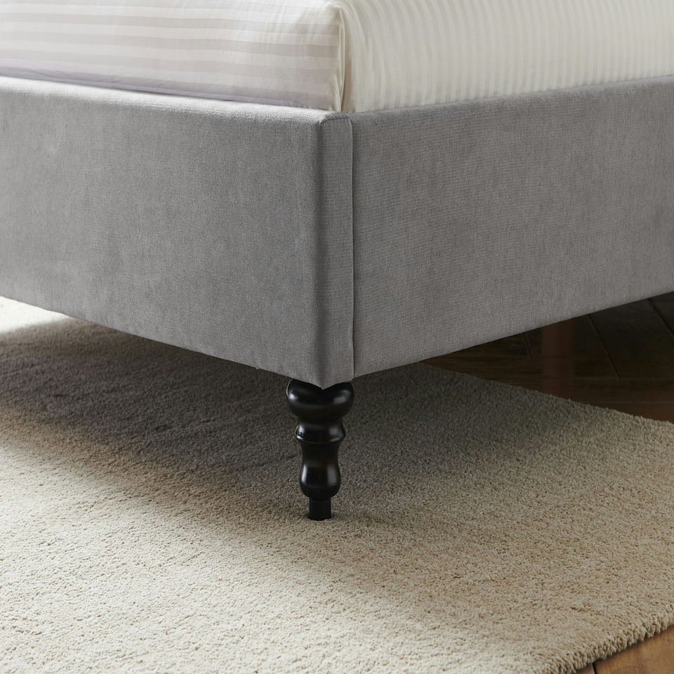 image 1 of 6ft Super King fabric upholstered,light grey,buttoned back,curved bed frame,bedstead