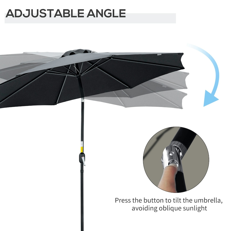 image 1 of Outsunny 3(m) Patio Umbrella Sunshade Canopy with Tilt & Crank Black